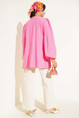 Önü Büzgülü Bilekleri Lastikli Kimono Pembe - 300-500 TL Ürünler