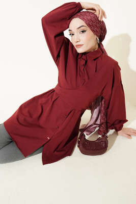Önü Çapraz Bağlamalı Gömlek Bordo - ASMİN