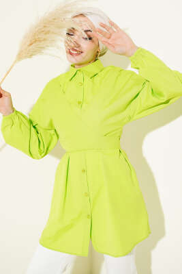 Önü Çapraz Bağlamalı Gömlek Fıstık Yeşili 