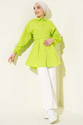 Önü Çapraz Bağlamalı Gömlek Fıstık Yeşili - Gömlek