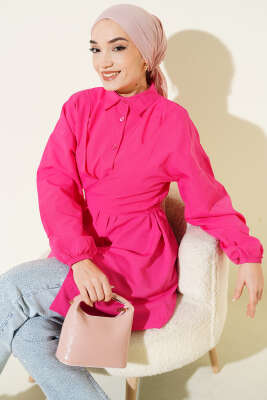 Önü Çapraz Bağlamalı Gömlek Fuşya - ASMİN