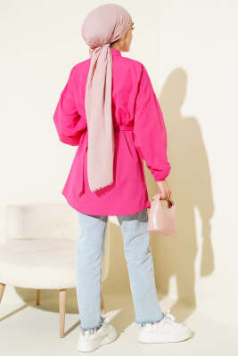 Önü Çapraz Bağlamalı Gömlek Fuşya - Gömlek