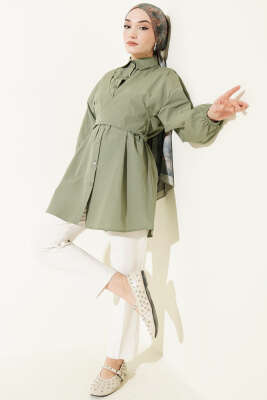 Önü Çapraz Bağlamalı Gömlek Haki - Gömlek