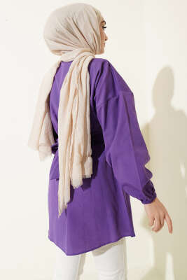 Önü Çapraz Bağlamalı Gömlek Mor - Gömlek