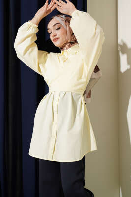 Önü Çapraz Bağlamalı Gömlek Sarı - ASMİN