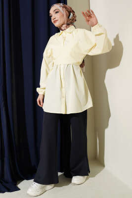 Önü Çapraz Bağlamalı Gömlek Sarı - Gömlek