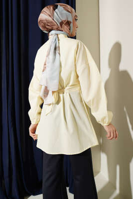 Önü Çapraz Bağlamalı Gömlek Sarı - Gömlek