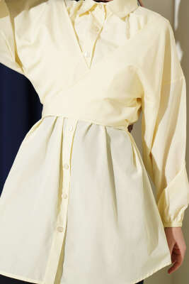 Önü Çapraz Bağlamalı Gömlek Sarı - Gömlek