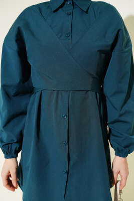 Önü Çapraz Bağlamalı Gömlek Zümrüt - Gömlek