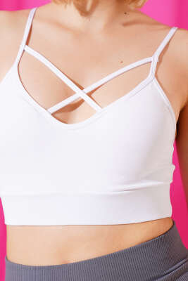 Önü Çapraz İpli Askılı Büstiyer Beyaz - Yılın Fırsatı