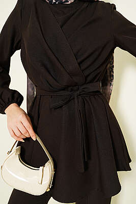 Önü Çapraz Kuşaklı İkili Takım Acı Kahve - İkili Takım