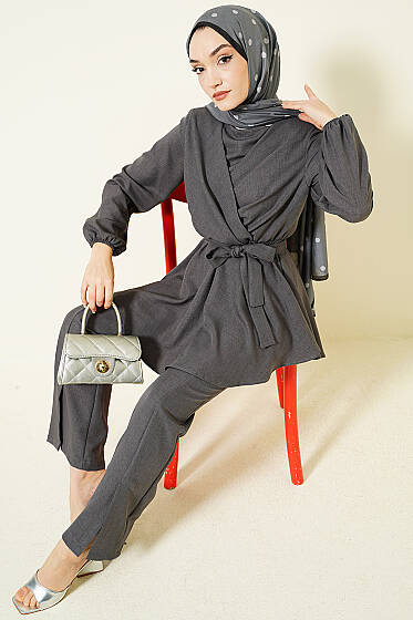 Önü Çapraz Kuşaklı İkili Takım Füme - İkili Takım