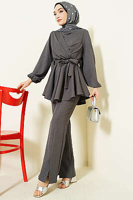 Önü Çapraz Kuşaklı İkili Takım Füme - İkili Takım