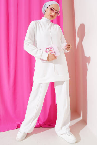 Önü Çımalı Basic İkili Takım Beyaz - İkili Takım