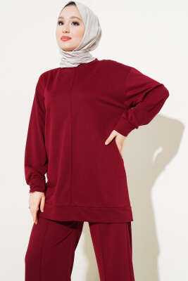 Önü Çımalı Basic İkili Takım Bordo - İKİLİ TAKIM