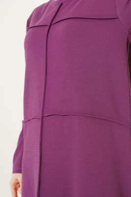 Önü Çımalı Geniş Elbise Magenta - Tesettür Elbise