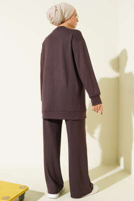 Önü Çımalı Tunik İkili Takım Acı Kahve - İkili Takım