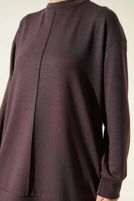 Önü Çımalı Tunik İkili Takım Acı Kahve - İkili Takım