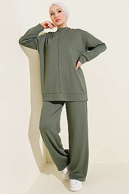 Önü Çımalı Tunik İkili Takım Yeşil - YAZGI TEKSTİL