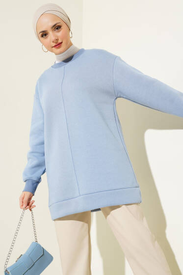 Önü Çımalı Üç İplik Tunik Bebe Mavi - Tunik