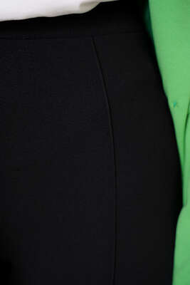 Önü Çımalı Yüksek Bel Pantolon Siyah - Pantolon