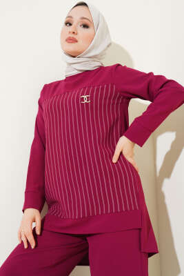 Önü Çizgili İkili Takım Burgonya - 700-1000 TL Ürünler