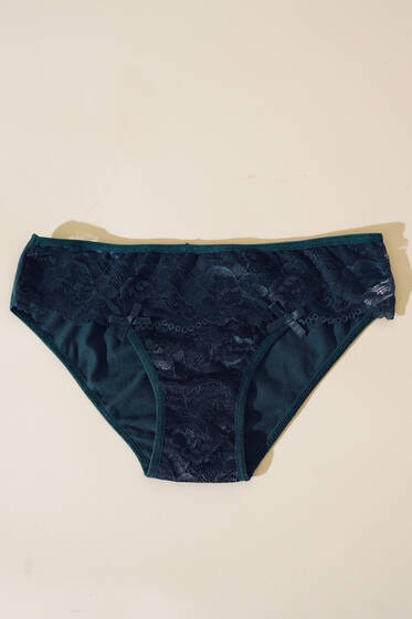 Önü Dantelli Bayan Külot Zümrüt - İç Giyim