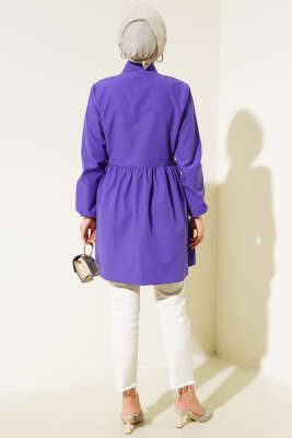 Önü Dantelli Gömlek Mor - Tunik