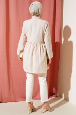 Önü Dantelli Gömlek Taş - Tunik