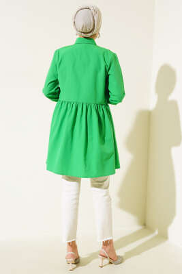 Önü Dantelli Gömlek Yeşil - Tunik