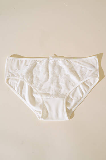 Önü Dantelli Bayan Külot Ekru - İç Giyim
