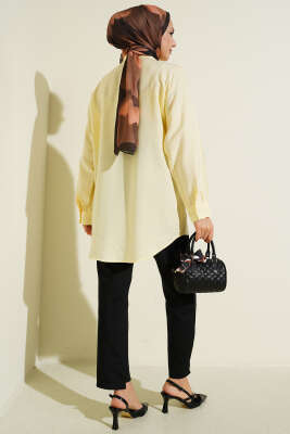 Önü Dikiş Detaylı Salaş Gömlek Sarı - Gömlek