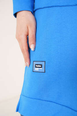 Önü Dikişli Armalı Tunik İndigo - Tunik