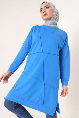 Önü Dikişli Armalı Tunik İndigo 