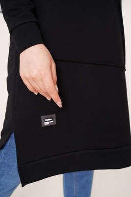 Önü Dikişli Armalı Tunik Siyah - Tunik