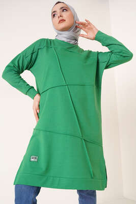 Önü Dikişli Armalı Tunik Yeşil 