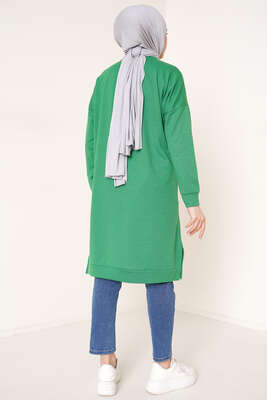 Önü Dikişli Armalı Tunik Yeşil - Tunik
