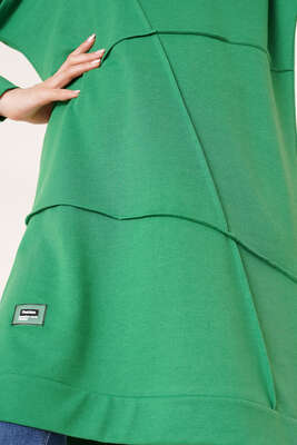 Önü Dikişli Armalı Tunik Yeşil - Tunik