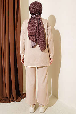 Önü Dikişli İkili Takım Bej - İkili Takım