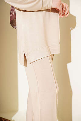 Önü Dikişli İkili Takım Bej - İkili Takım