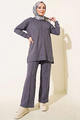 Önü Dikişli İkili Takım Füme - ELFİDA TEKSTİL