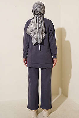 Önü Dikişli İkili Takım Füme - İkili Takım