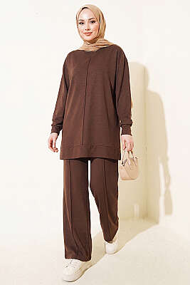 Önü Dikişli İkili Takım Kahve - ELFİDA TEKSTİL