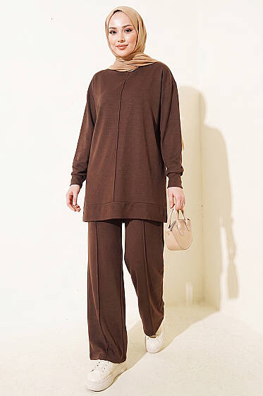 Önü Dikişli İkili Takım Kahve - İkili Takım