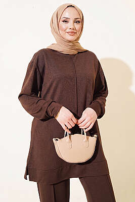 Önü Dikişli İkili Takım Kahve - İkili Takım