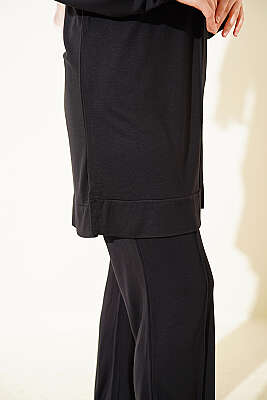 Önü Dikişli İkili Takım Siyah - İkili Takım