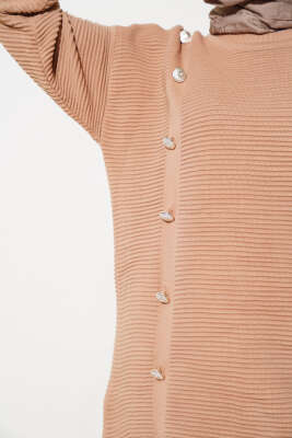 Önü Düğme Detaylı Triko Tunik Büsküvi - Triko Tunik