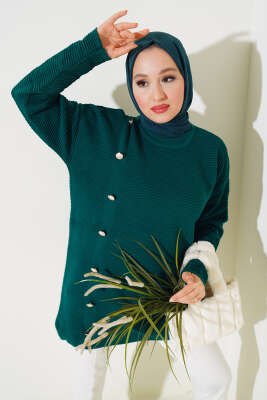 Önü Düğme Detaylı Triko Tunik Nefti - Triko Tunik