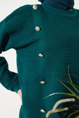 Önü Düğme Detaylı Triko Tunik Nefti - Triko Tunik