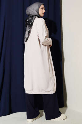 Önü Düğmeli Ayrobin Taş Uzun Hırka - Hırka